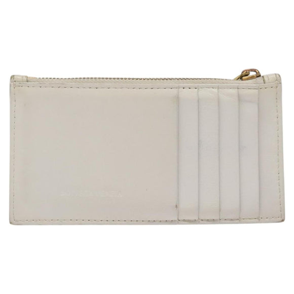 BOTTEGA VENETA MAXI INTRECCIATO Coin Purse Leather White Gold Auth 118221