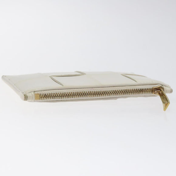BOTTEGA VENETA MAXI INTRECCIATO Coin Purse Leather White Gold Auth 118221