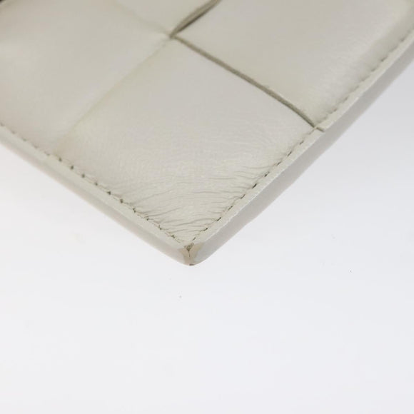 BOTTEGA VENETA MAXI INTRECCIATO Coin Purse Leather White Gold Auth 118221