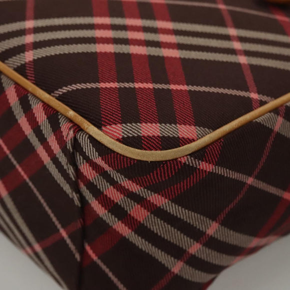 BURBERRY Nova Check Blue Label Tote Bag Canvas Pink Silver Auth 118227