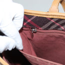 BURBERRY Nova Check Blue Label Tote Bag Canvas Pink Silver Auth 118227-19