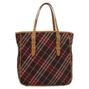 BURBERRY Nova Check Blue Label Tote Bag Canvas Pink Silver Auth 118227-2