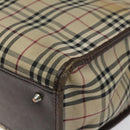 BURBERRY Nova Check Tote Bag Canvas Beige Silver Auth 118228-9