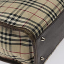BURBERRY Nova Check Tote Bag Canvas Beige Silver Auth 118228-14