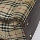 BURBERRY Nova Check Tote Bag Canvas Beige Silver Auth 118228-16