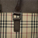 BURBERRY Nova Check Tote Bag Canvas Beige Silver Auth 118228-10