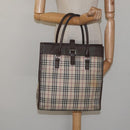 BURBERRY Nova Check Tote Bag Canvas Beige Silver Auth 118228-23