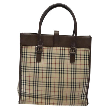 BURBERRY Nova Check Tote Bag Canvas Beige Silver Auth 118228 - 0