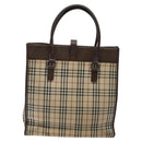 BURBERRY Nova Check Tote Bag Canvas Beige Silver Auth 118228-2