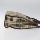 BURBERRY Nova Check Tote Bag Canvas Beige Silver Auth 118228-3