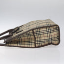BURBERRY Nova Check Tote Bag Canvas Beige Silver Auth 118228-4