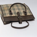 BURBERRY Nova Check Tote Bag Canvas Beige Silver Auth 118228-6