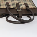 BURBERRY Nova Check Tote Bag Canvas Beige Silver Auth 118228-7