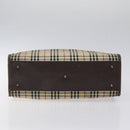 BURBERRY Nova Check Tote Bag Canvas Beige Silver Auth 118228-5
