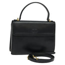 VALENTINO Hand Bag Leather 2way Black Gold Auth 118234-1