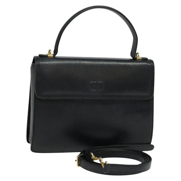 VALENTINO Hand Bag Leather 2way Black Gold Auth 118234