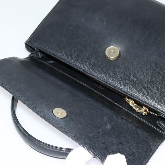 VALENTINO Hand Bag Leather 2way Black Gold Auth 118234