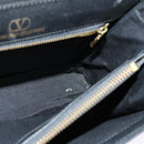 VALENTINO Hand Bag Leather 2way Black Gold Auth 118234-18