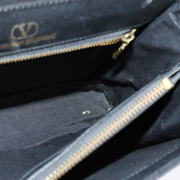 VALENTINO Hand Bag Leather 2way Black Gold Auth 118234