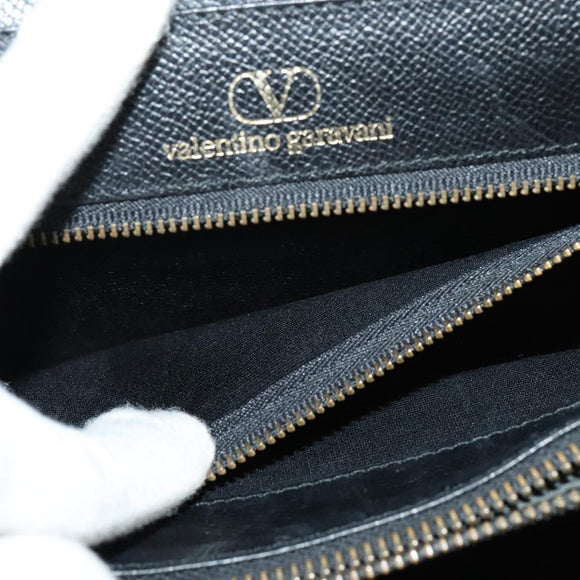 VALENTINO Hand Bag Leather 2way Black Gold Auth 118234