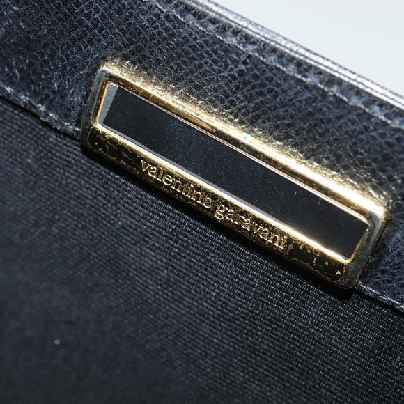 VALENTINO Hand Bag Leather 2way Black Gold Auth 118234