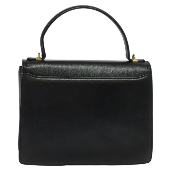 VALENTINO Hand Bag Leather 2way Black Gold Auth 118234