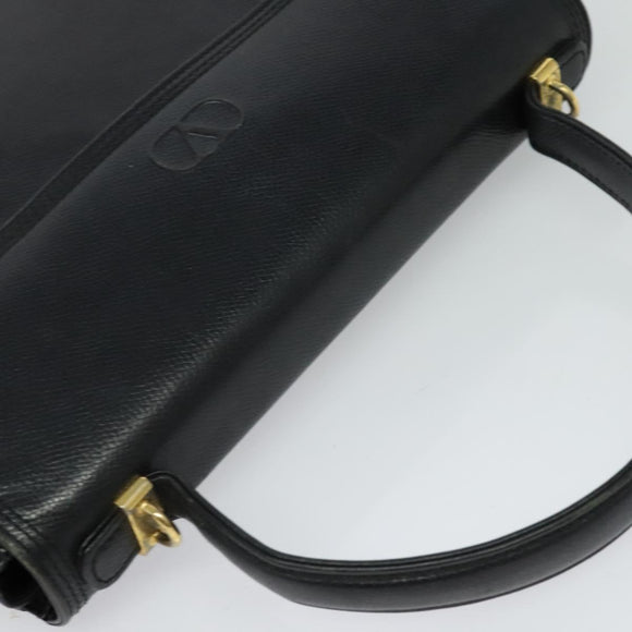 VALENTINO Hand Bag Leather 2way Black Gold Auth 118234