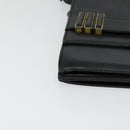 VALENTINO Shoulder Bag Leather Navy Gold Auth 118235-9