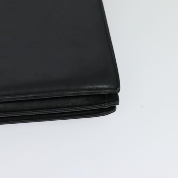 VALENTINO Shoulder Bag Leather Navy Gold Auth 118235