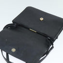 VALENTINO Shoulder Bag Leather Navy Gold Auth 118235-10