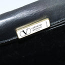 VALENTINO Shoulder Bag Leather Navy Gold Auth 118235-11