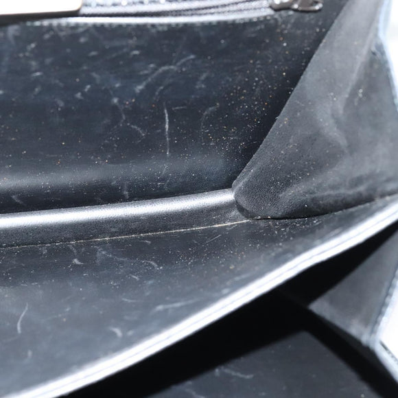 VALENTINO Shoulder Bag Leather Navy Gold Auth 118235