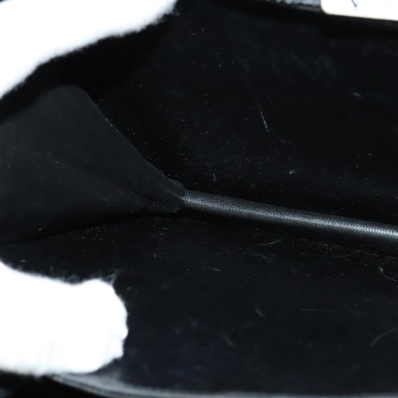 VALENTINO Shoulder Bag Leather Navy Gold Auth 118235