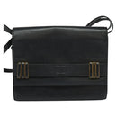VALENTINO Shoulder Bag Leather Navy Gold Auth 118235-13