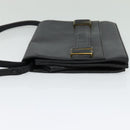 VALENTINO Shoulder Bag Leather Navy Gold Auth 118235-3