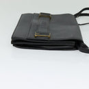 VALENTINO Shoulder Bag Leather Navy Gold Auth 118235-4