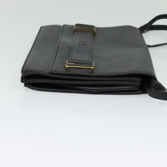 VALENTINO Shoulder Bag Leather Navy Gold Auth 118235