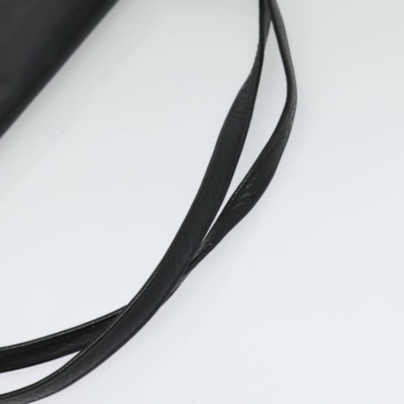 VALENTINO Shoulder Bag Leather Navy Gold Auth 118235