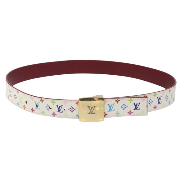 LOUIS VUITTON Multicolor Ceinture Care Belt 37.8"" White M9682 LV Auth 118241
