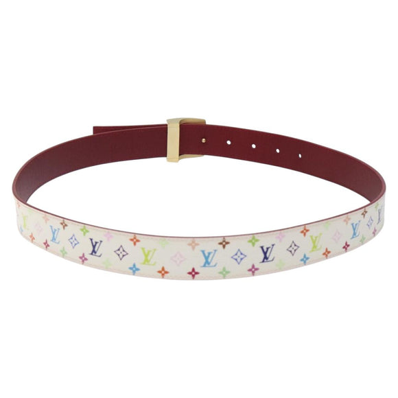 LOUIS VUITTON Multicolor Ceinture Care Belt 37.8"" White M9682 LV Auth 118241