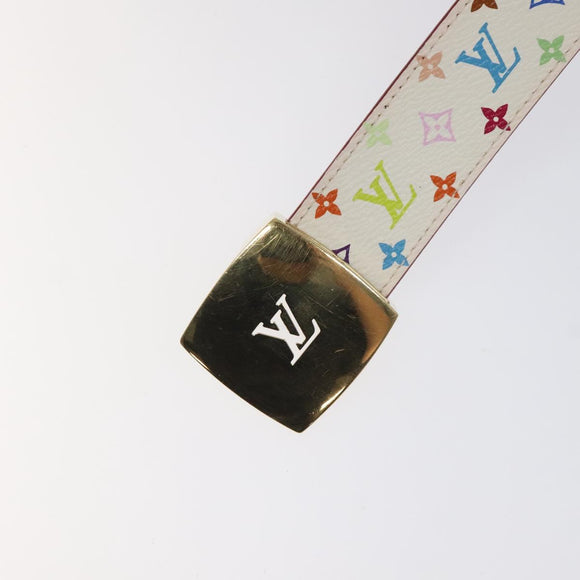 LOUIS VUITTON Multicolor Ceinture Care Belt 37.8"" White M9682 LV Auth 118241