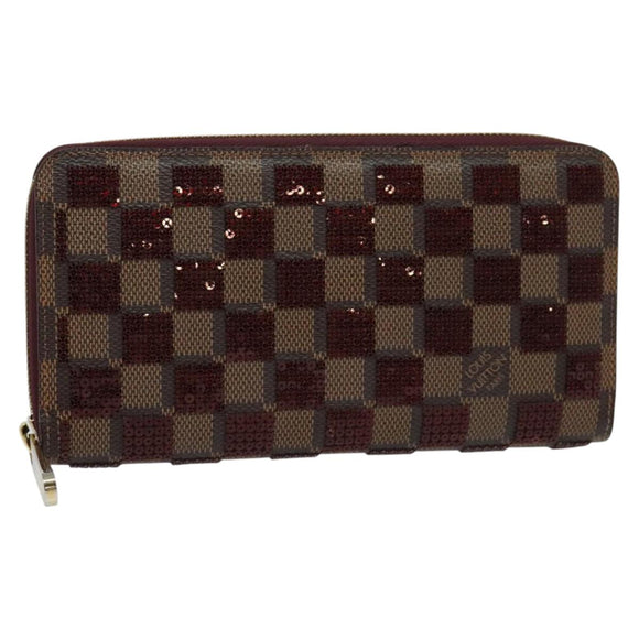 LOUIS VUITTON Damie Payette Zippy Wallet Long Wallet Red N63174 LV Auth 118242V