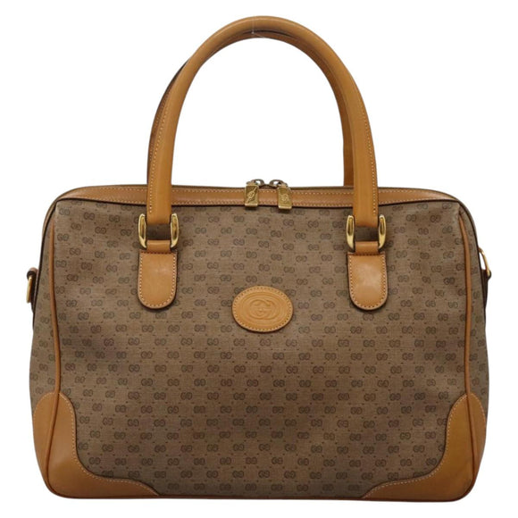 GUCCI Micro GG Supreme Hand Bag PVC 2way Beige Gold 002 123 0033 Auth 118246