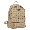MCM Logogram Vicetos Backpack PVC Leather Beige Gold Auth 118249-1