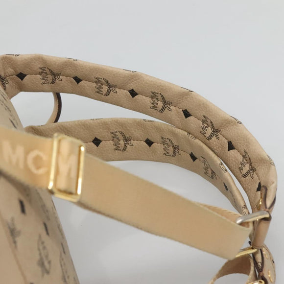 MCM Logogram Vicetos Backpack PVC Leather Beige Gold Auth 118249