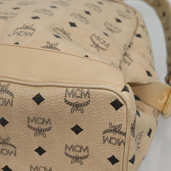 MCM Logogram Vicetos Backpack PVC Leather Beige Gold Auth 118249