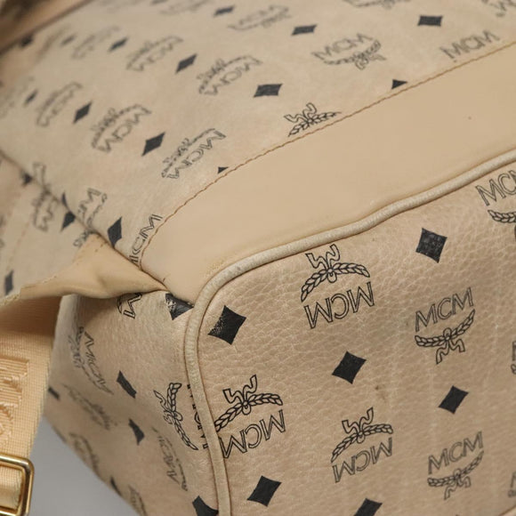 MCM Logogram Vicetos Backpack PVC Leather Beige Gold Auth 118249