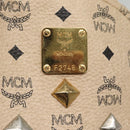 MCM Logogram Vicetos Backpack PVC Leather Beige Gold Auth 118249-12