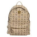 MCM Logogram Vicetos Backpack PVC Leather Beige Gold Auth 118249-13