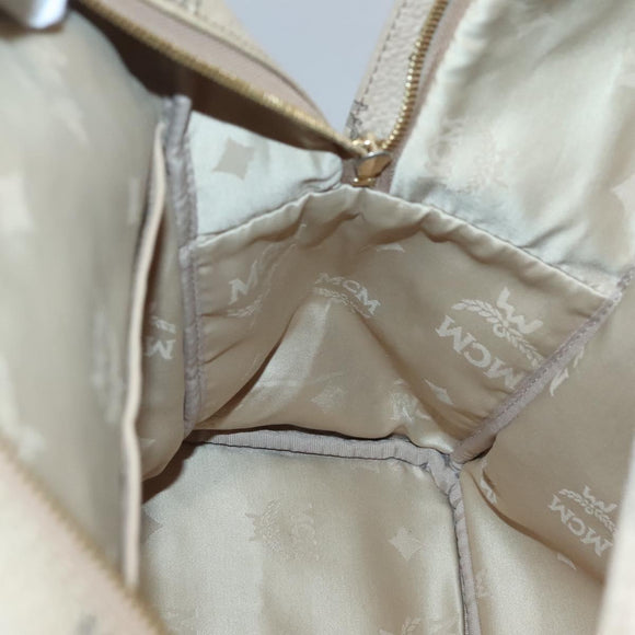 MCM Logogram Vicetos Backpack PVC Leather Beige Gold Auth 118249